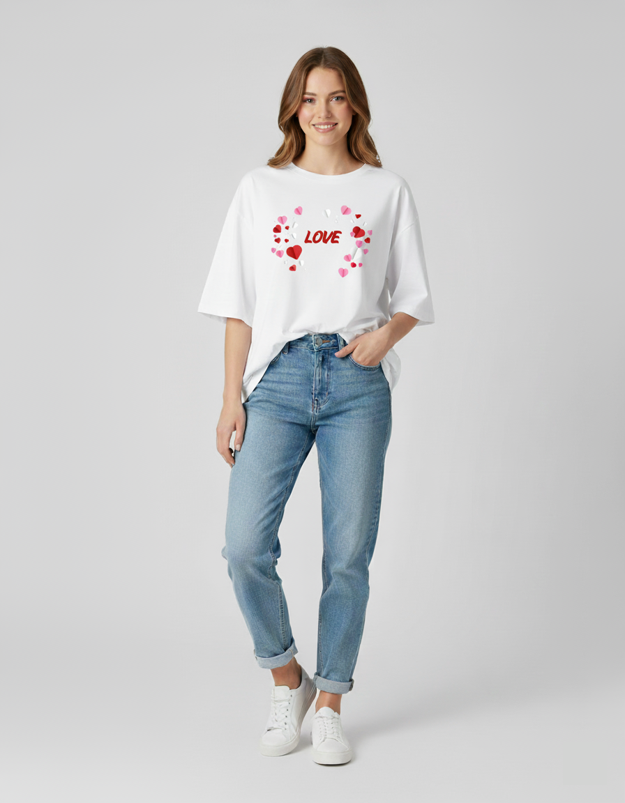 Love Printed Oversized T-Shirt for Women | Premium Cotton