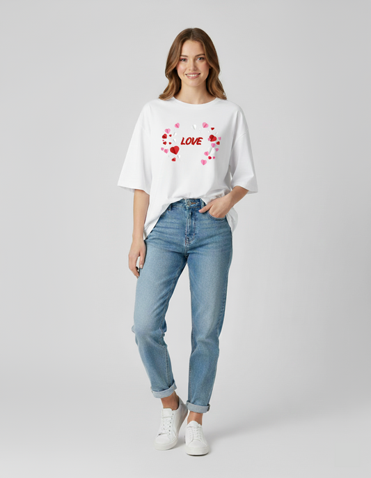 Love Printed Oversized T-Shirt for Women | Premium Cotton