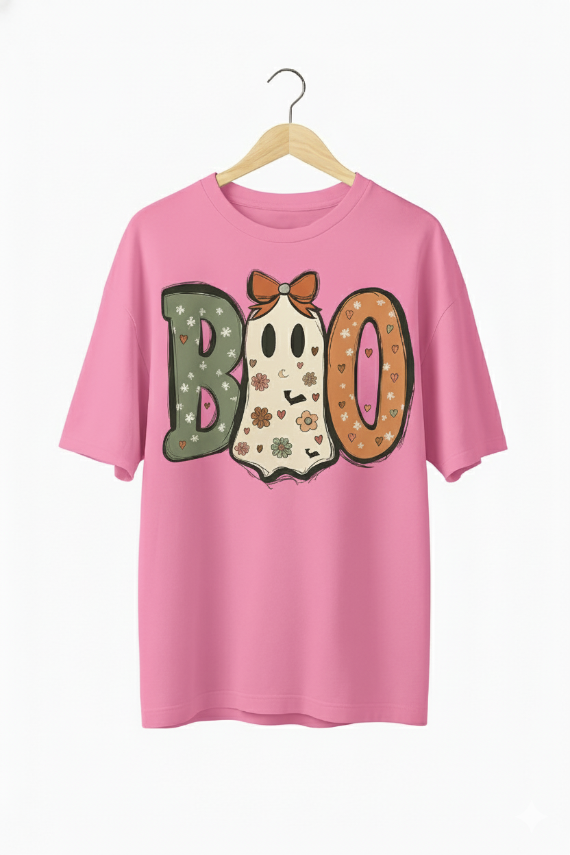 BOO Halloween Oversized Tees for Women | Premium Stretchable Cotton