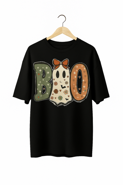 BOO Halloween Oversized Tees for Women | Premium Stretchable Cotton