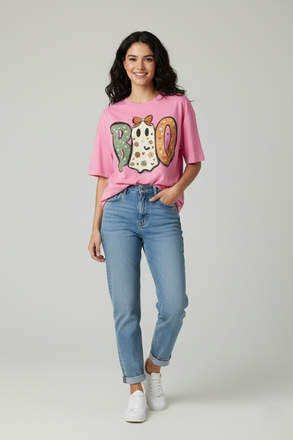 BOO Halloween Oversized Tees for Women | Premium Stretchable Cotton