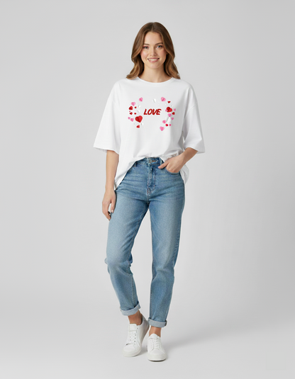 Love Printed Oversized T-Shirt for Women | Premium Cotton