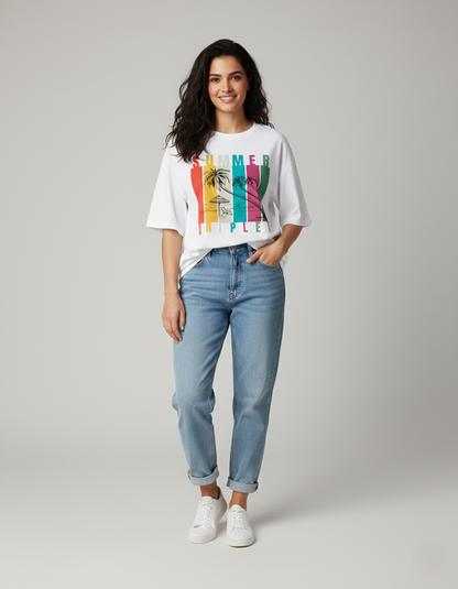 Summer Oversized Tees for Women | Premium Cotton with HD Design